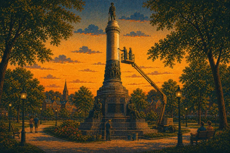 Illustration of Allegheny Commons monument conservation