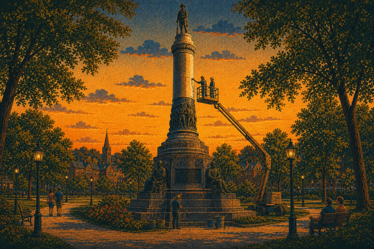 Illustration of Allegheny Commons monument conservation