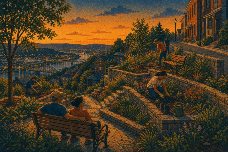 Illustration of Arlington Avenue hillside pocket park