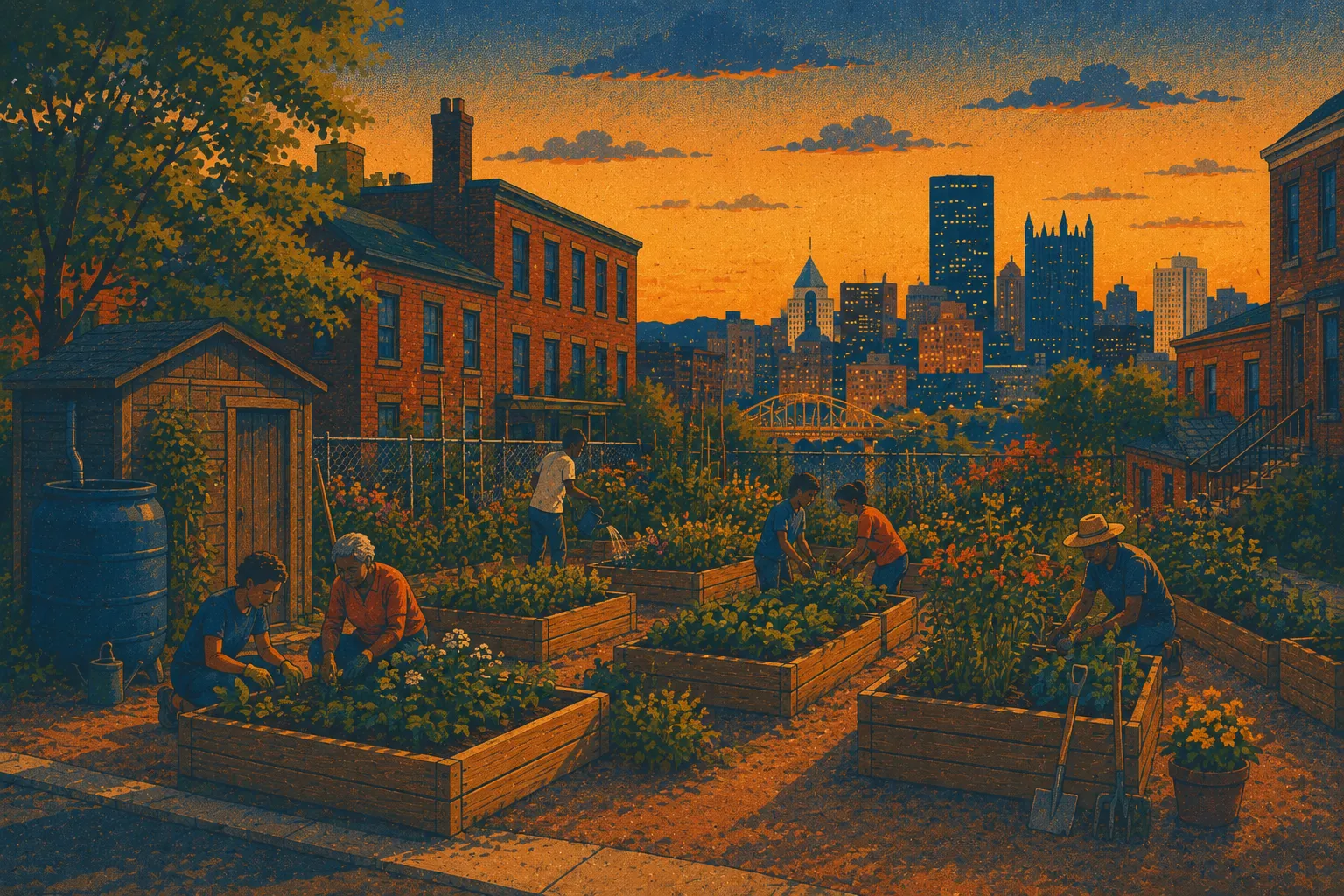 Illustration of Bedford Avenue community garden build-out
