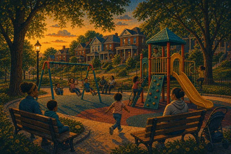 Illustration of Brighton Heights playground equipment