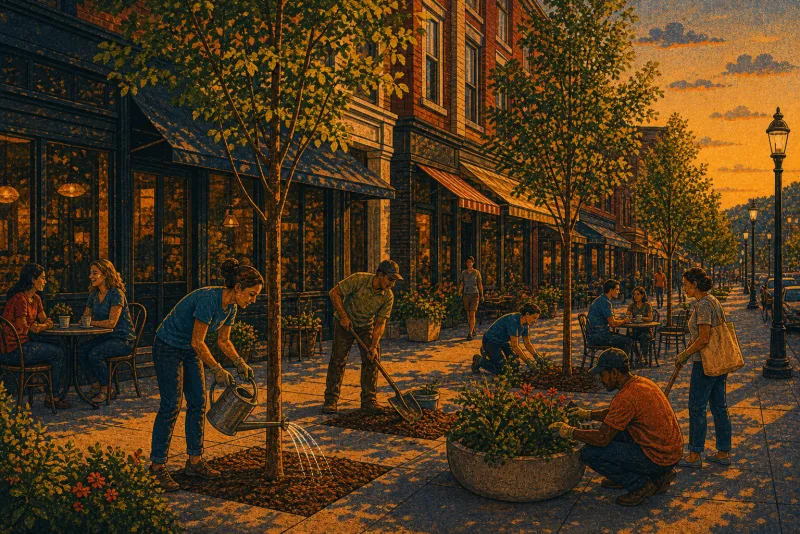 Illustration of Bryant Street streetscape trees