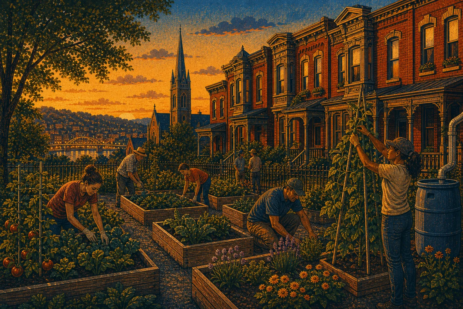 Illustration of Deutschtown community garden