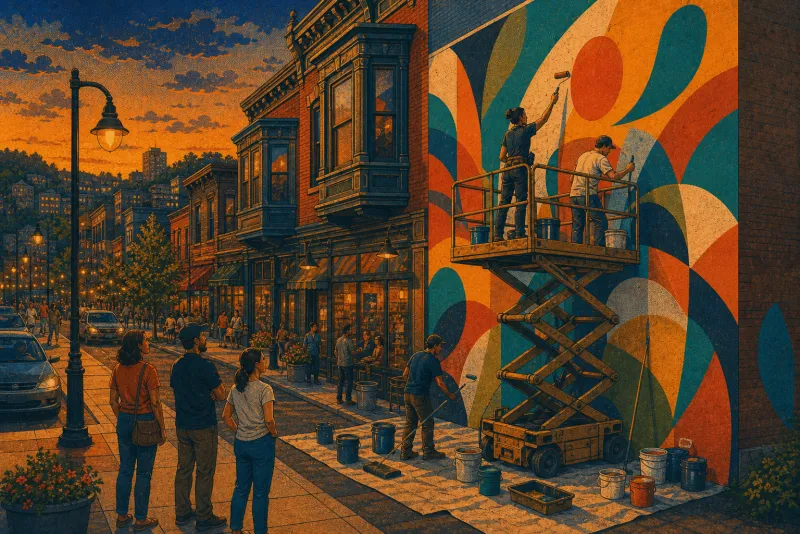 Illustration of East Carson Street corridor mural