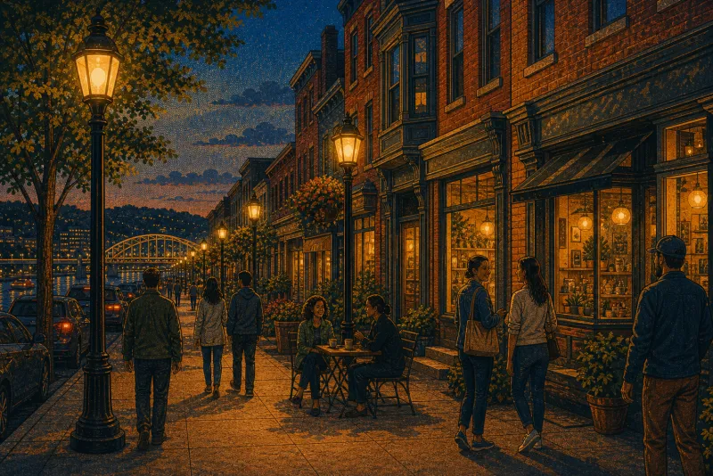 Illustration of East Ohio Street pedestrian lighting