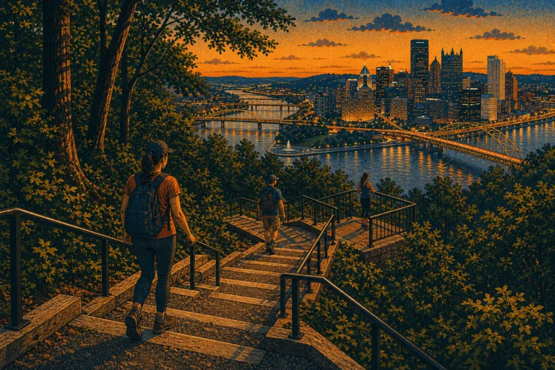 Illustration of Emerald View Park steps & trail steps
