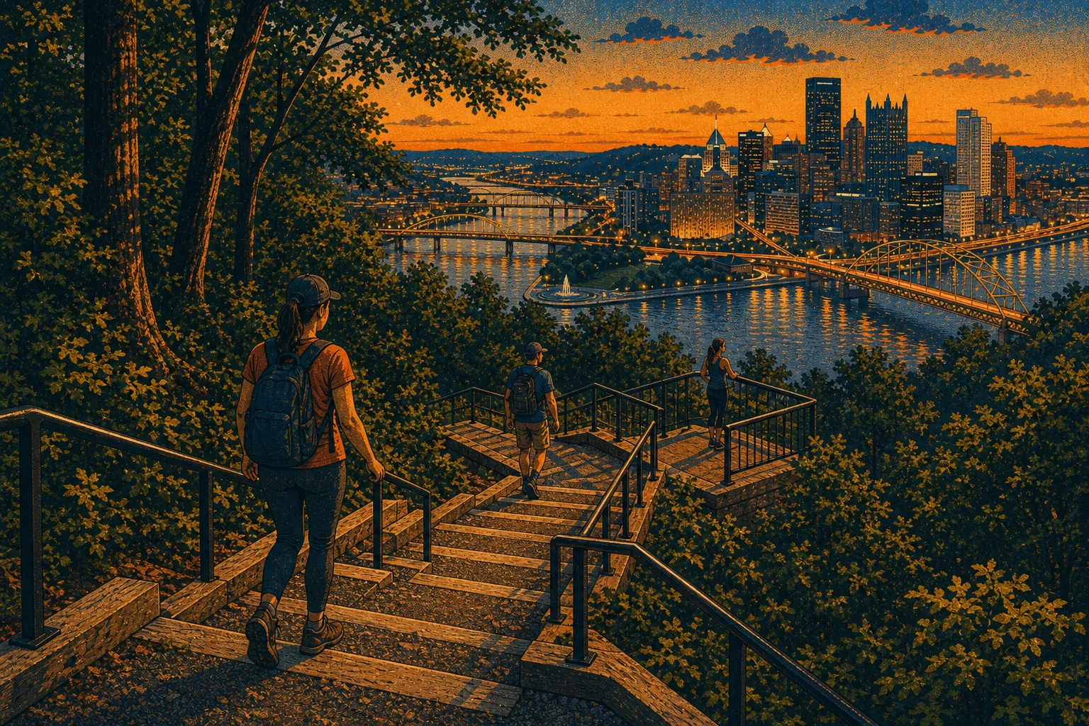 Illustration of Emerald View Park steps & trail steps