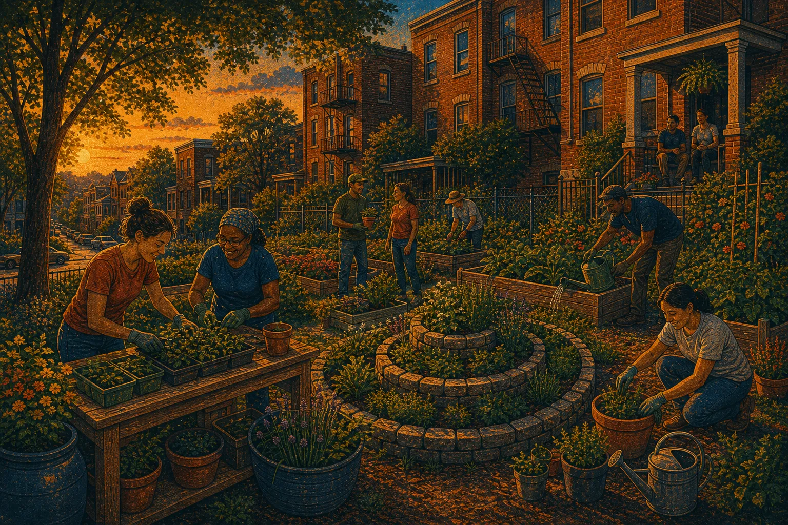 Illustration of Friendship community garden