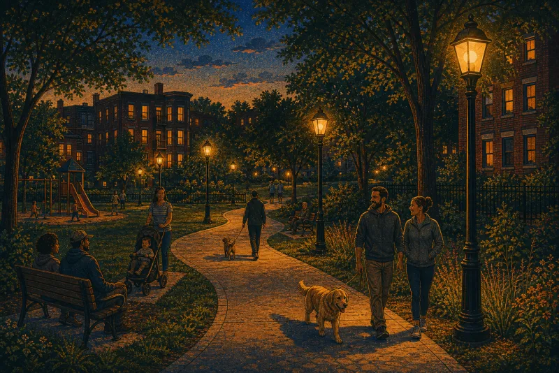 Illustration of Friendship Park pathway lighting