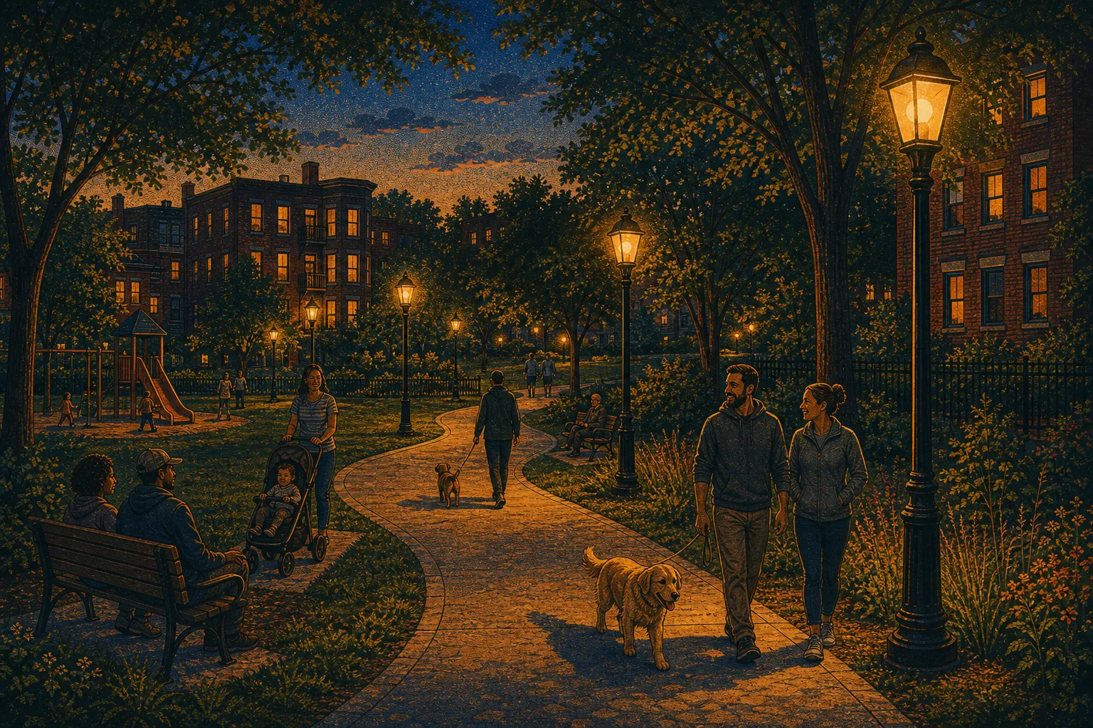 Illustration of Friendship Park pathway lighting