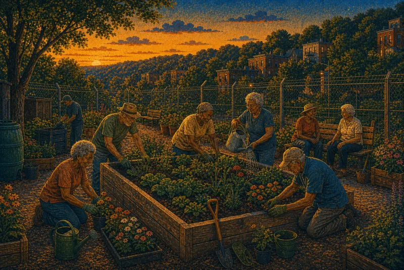 Illustration of Glen Hazel community garden