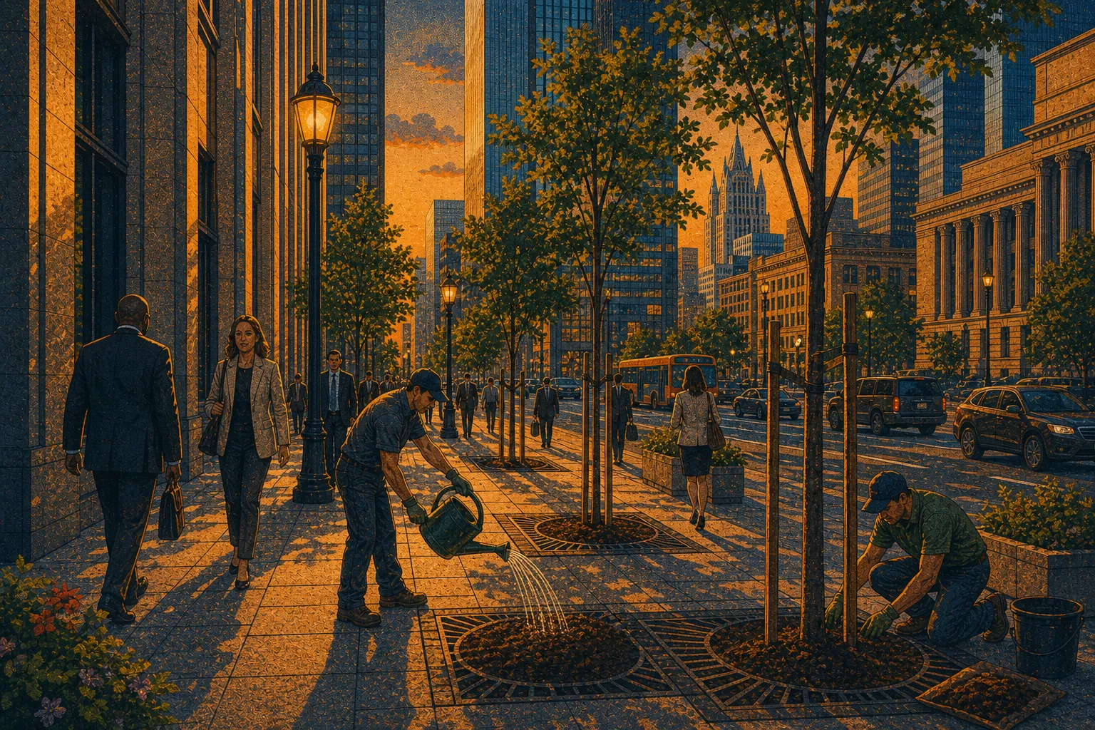 Illustration of Grant Street downtown street trees