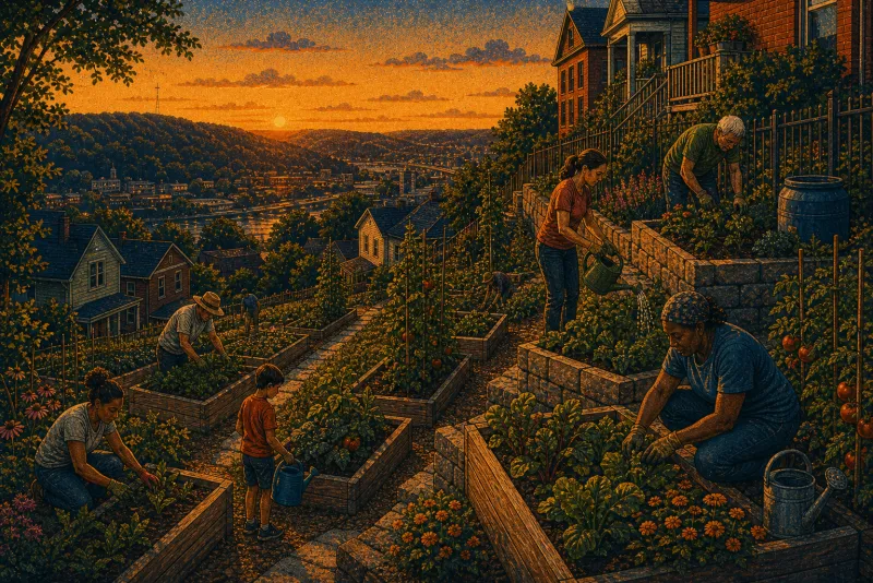 Illustration of Greenfield community garden