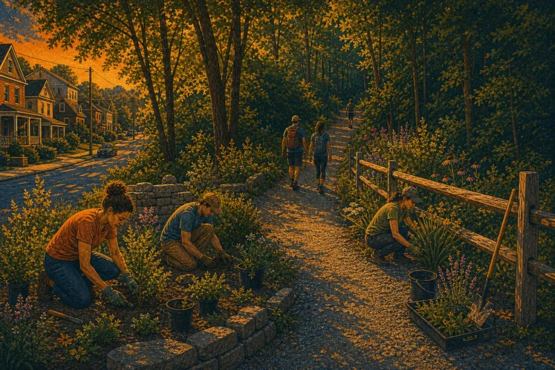 Illustration of Hays Woods trailhead greening