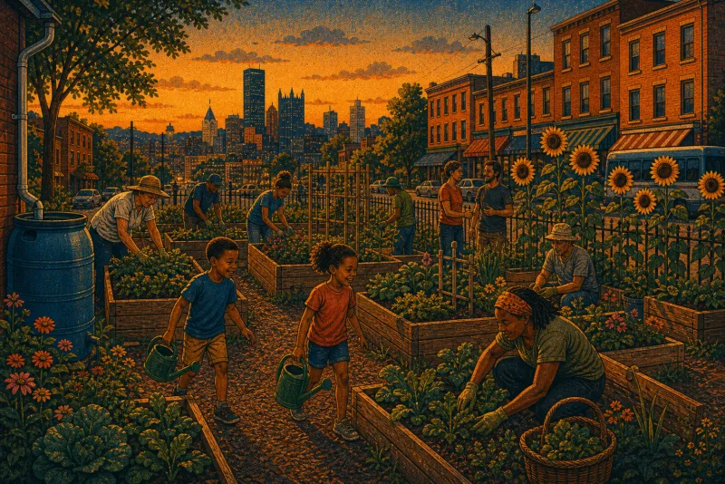 Illustration of Homewood Avenue community garden