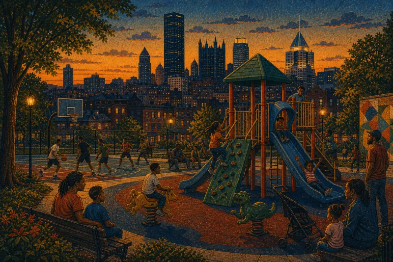 Illustration of Kennard Park playground equipment