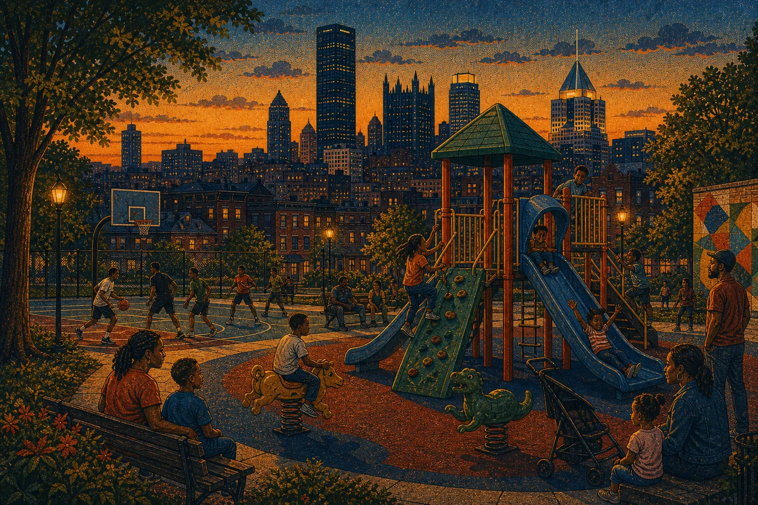 Illustration of Kennard Park playground equipment