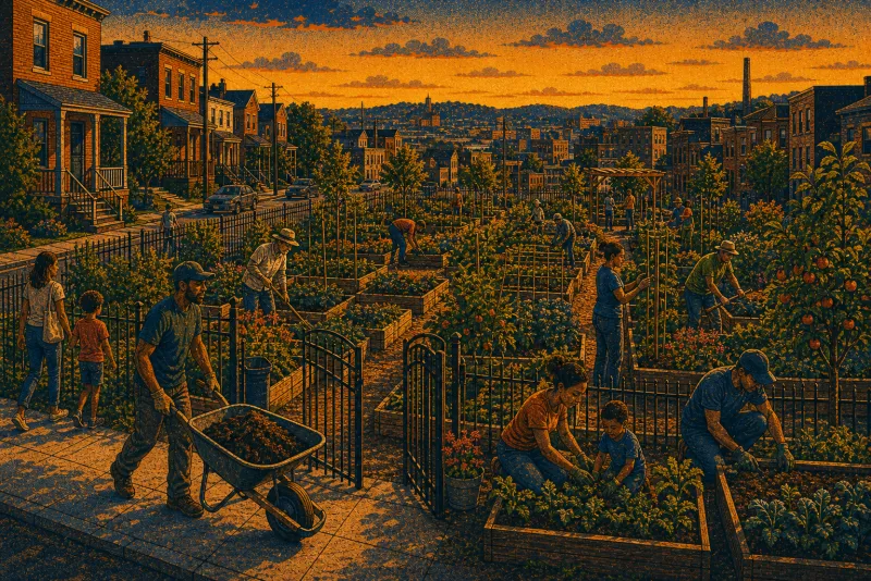 Illustration of Larimer community garden network