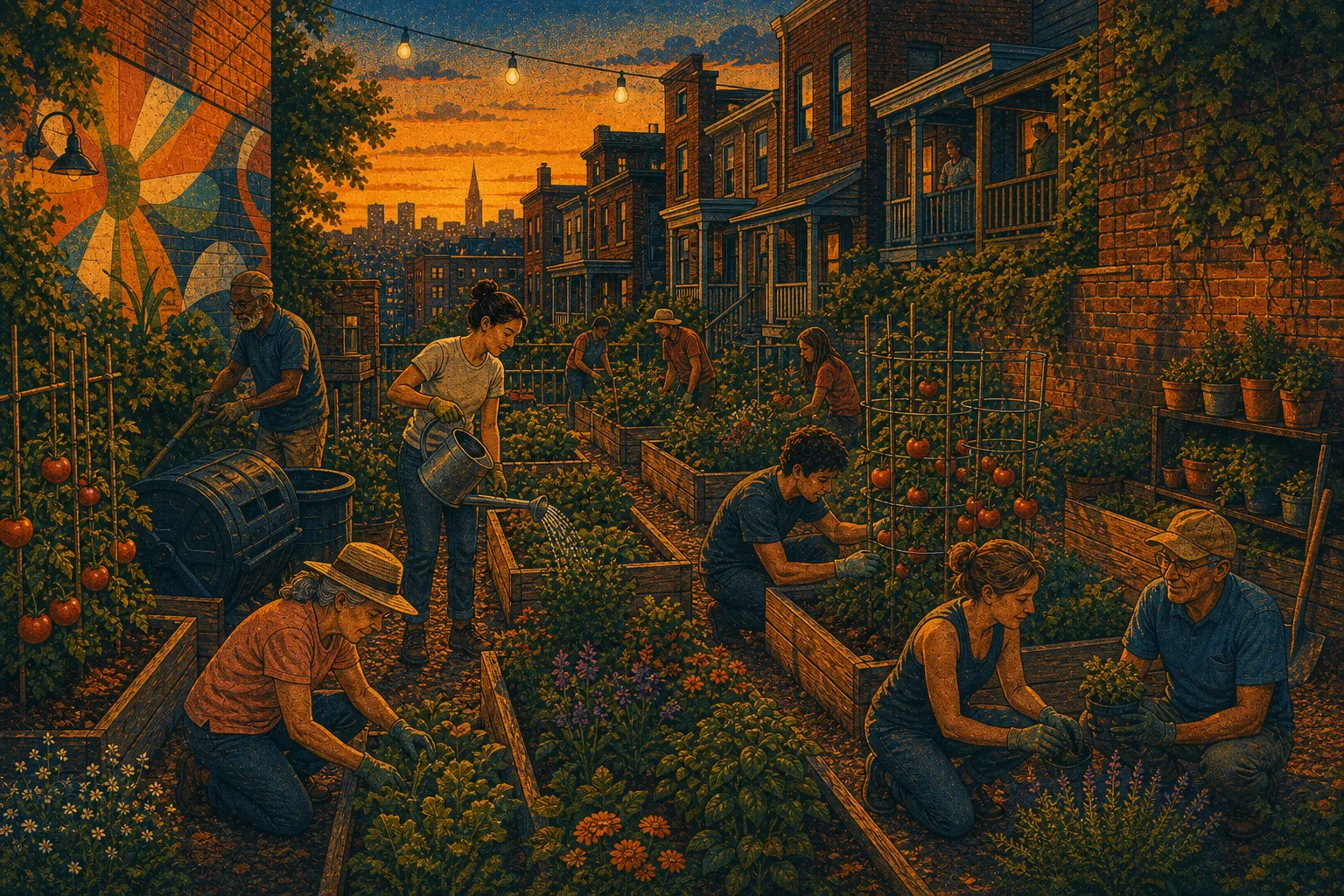 Illustration of Lower Lawrenceville community garden