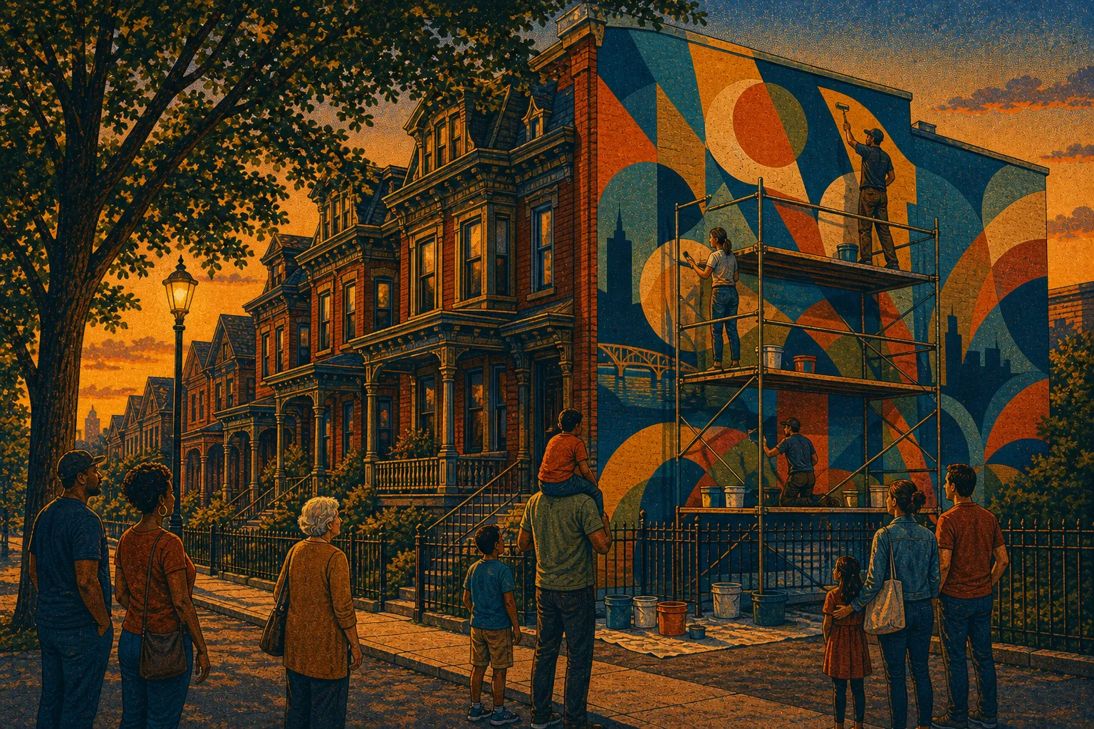 Illustration of Manchester community mural
