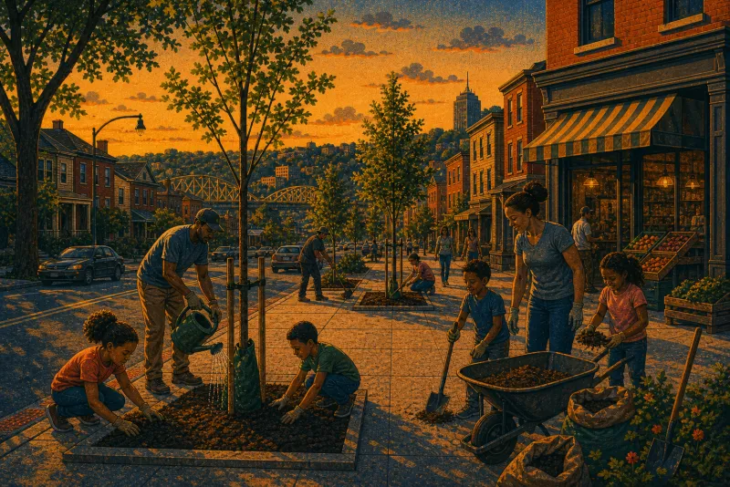 Illustration of Marshall Avenue street trees
