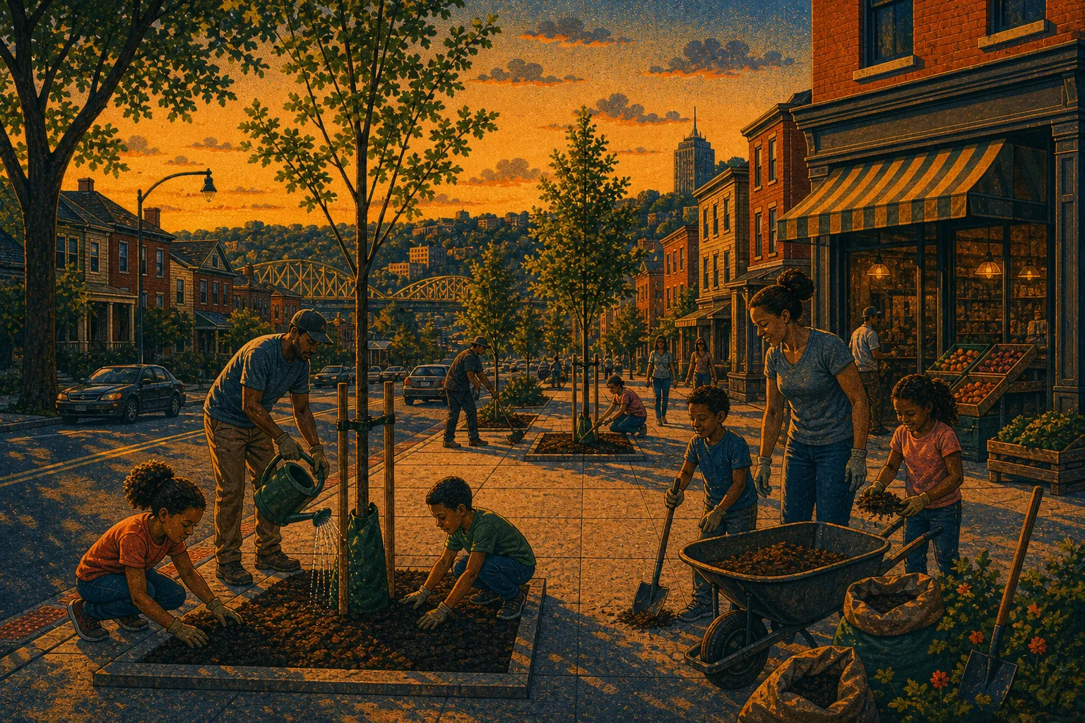 Illustration of Marshall Avenue street trees
