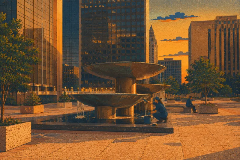 Illustration of Mellon Square bronze & fountain conservation