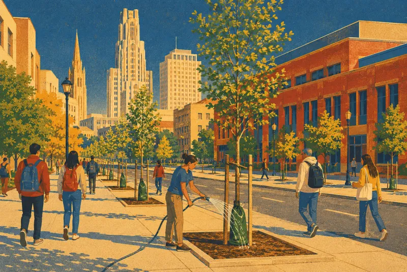 Illustration of Oakland Avenue street-tree planting