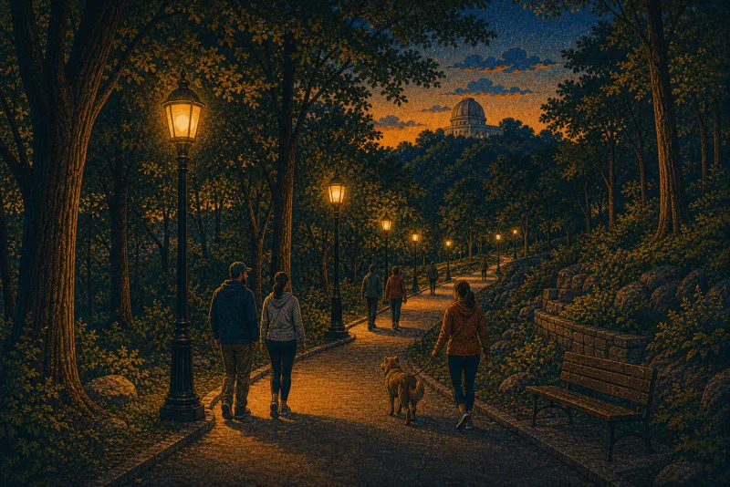Illustration of Riverview Park path lighting