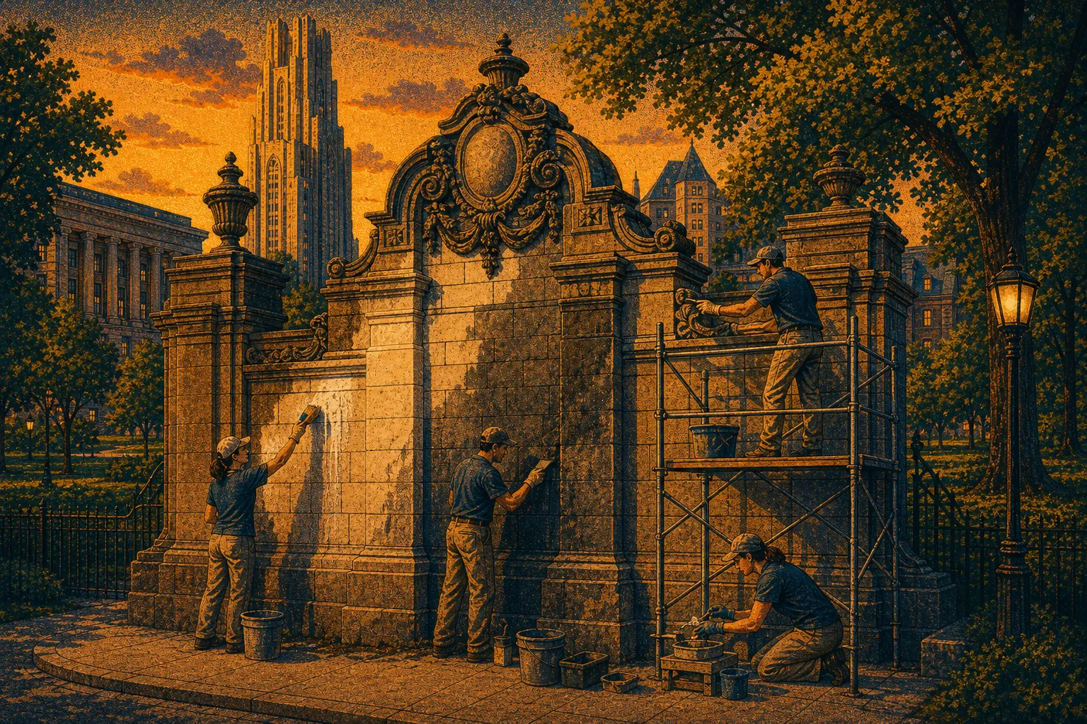 Illustration of Schenley entrance monument conservation