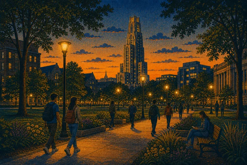 Illustration of Schenley Plaza-area path lighting