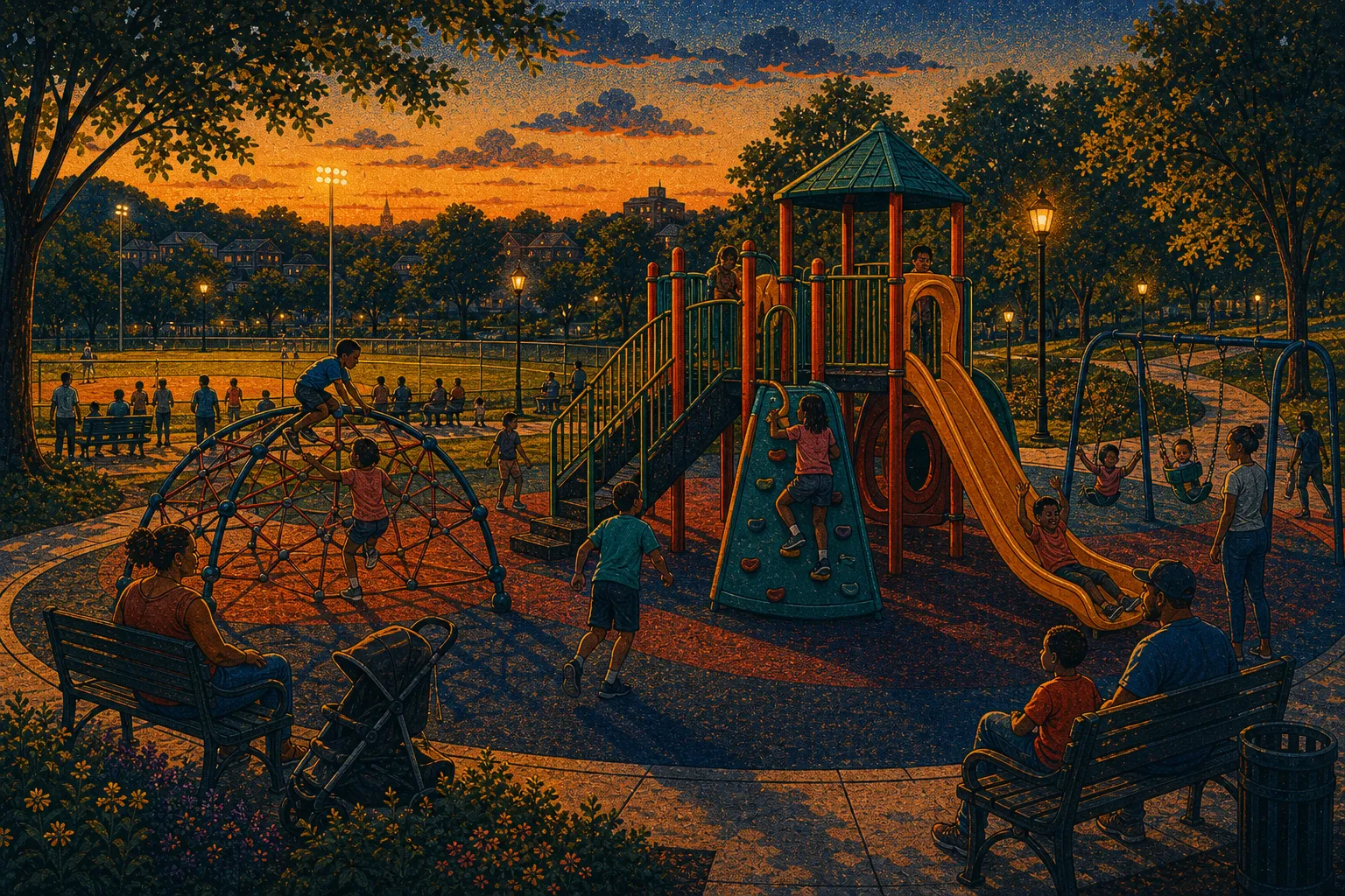 Illustration of Sheraden Park playground equipment