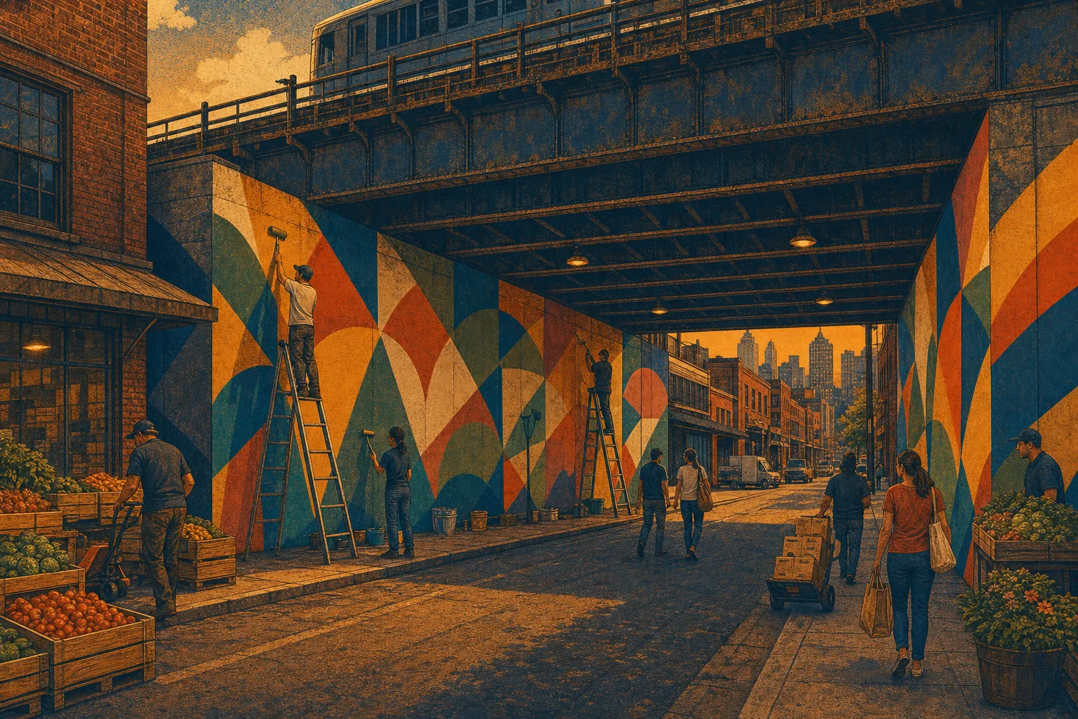 Illustration of Smallman Street underpass mural