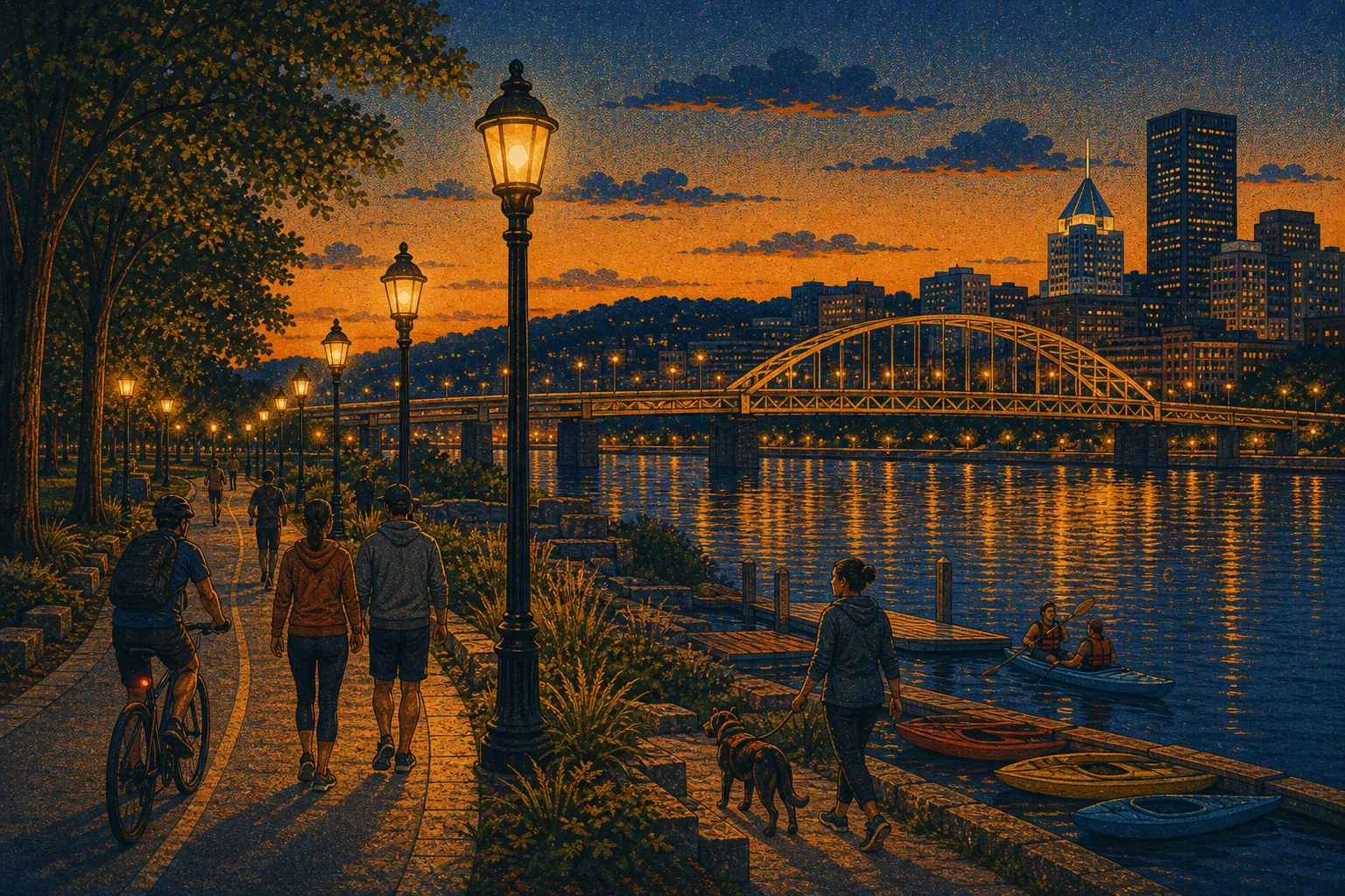 Illustration of South Side Riverfront Park path lighting