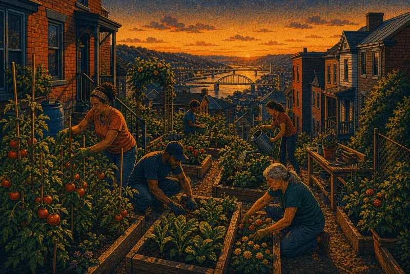 Illustration of Troy Hill community garden