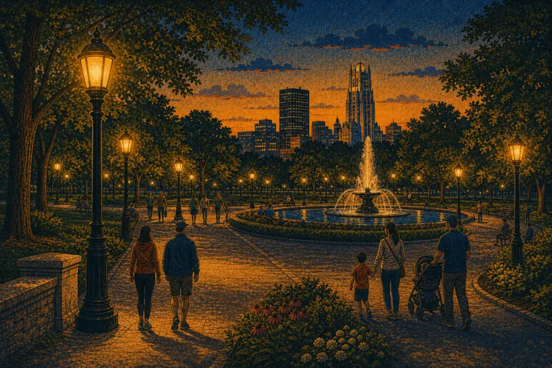 Illustration of West Park (Allegheny Commons) path lighting