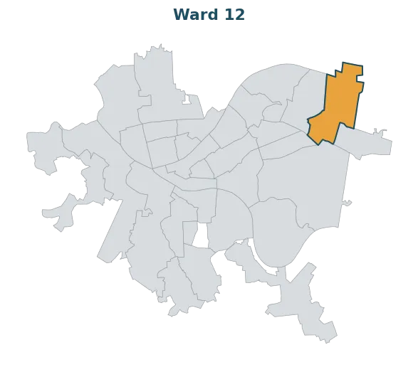 Locator map — Ward 12 within Pittsburgh's wards