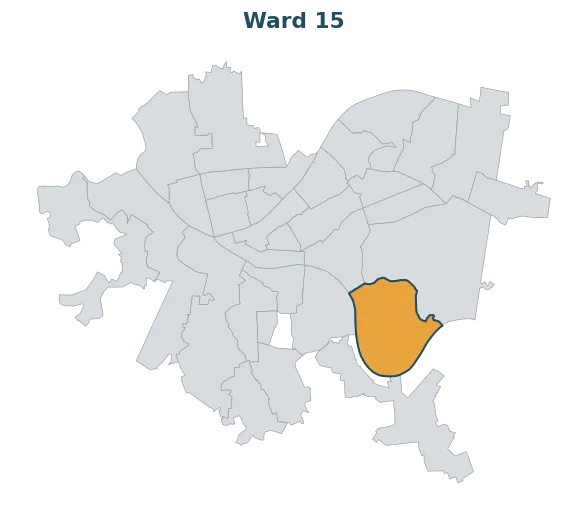 Locator map — Ward 15 within Pittsburgh's wards