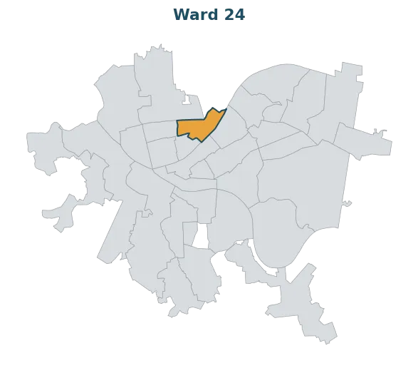 Locator map — Ward 24 within Pittsburgh's wards