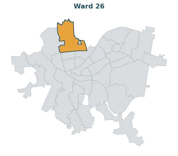 Locator map — Ward 26 within Pittsburgh's wards