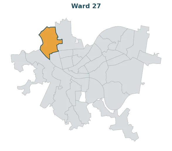 Locator map — Ward 27 within Pittsburgh's wards