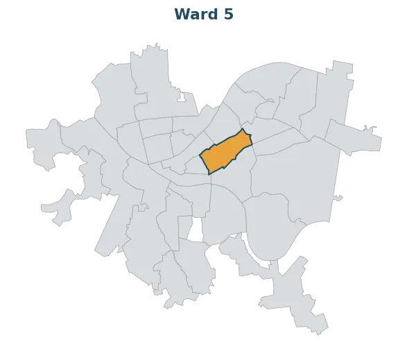 Locator map — Bedford Ave, Middle Hill within Pittsburgh's wards