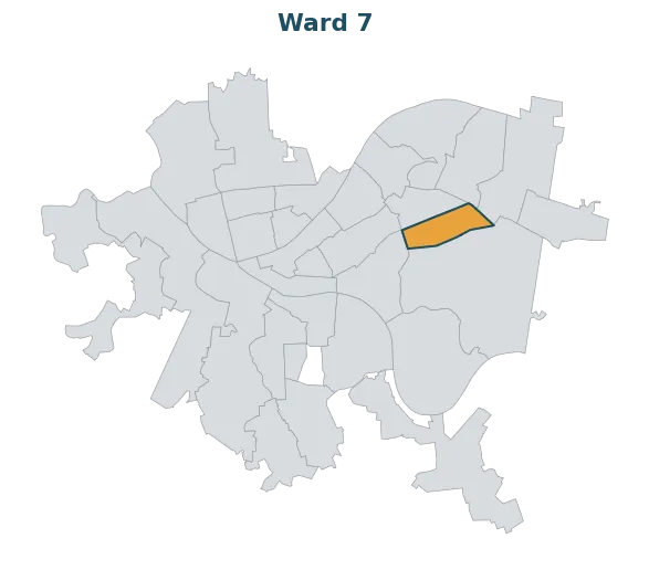 Locator map — Ward 7 within Pittsburgh's wards